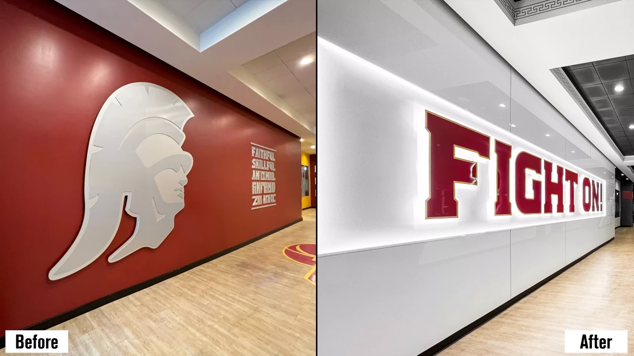 USC Galen Center before and after of athlete entrance 