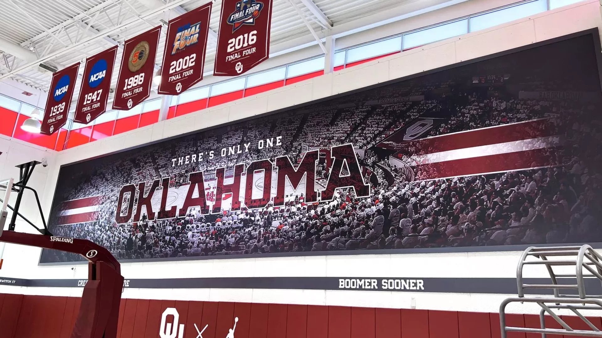 Basketball practice gym branding.