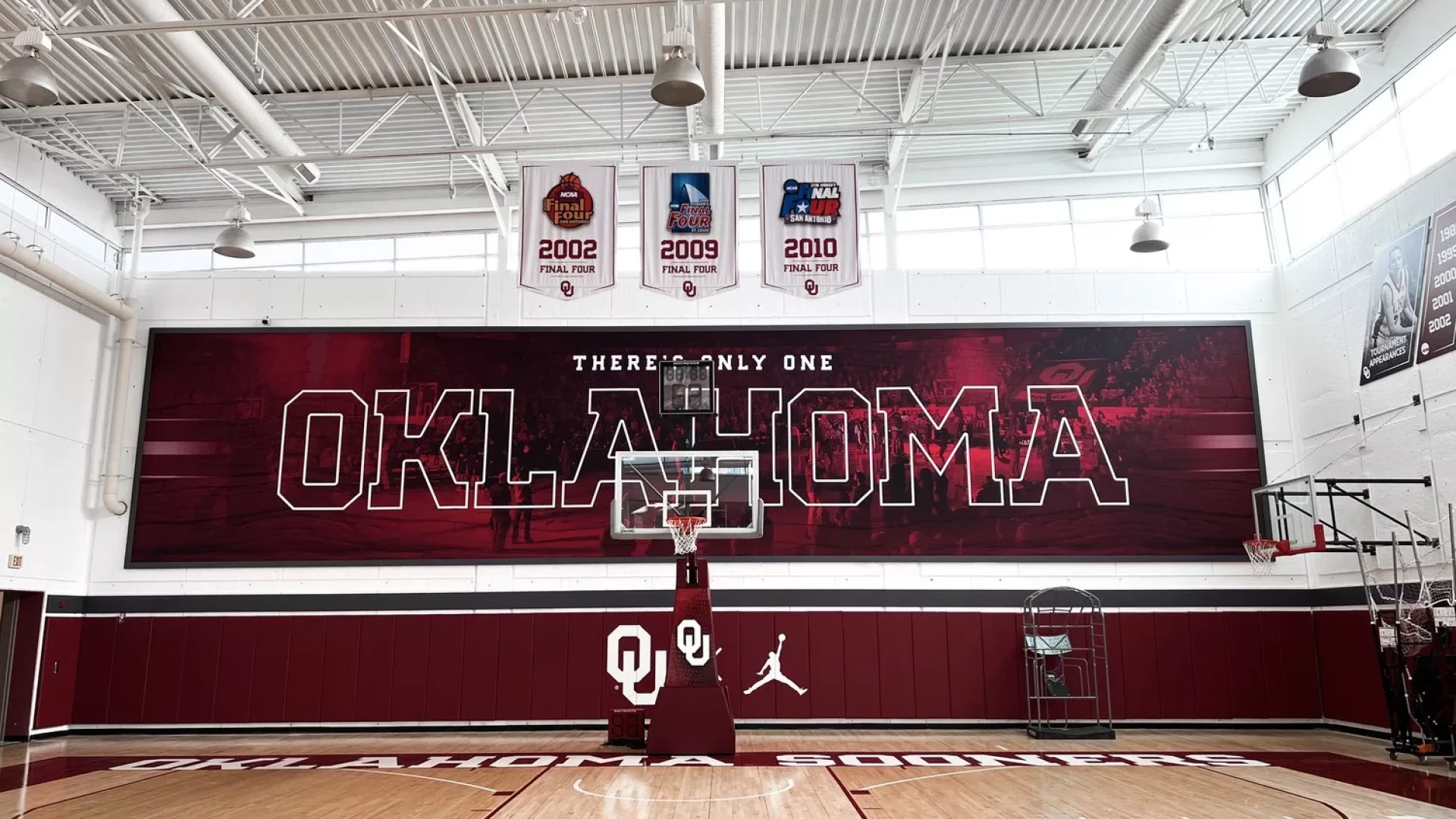 Basketball practice gym branding.