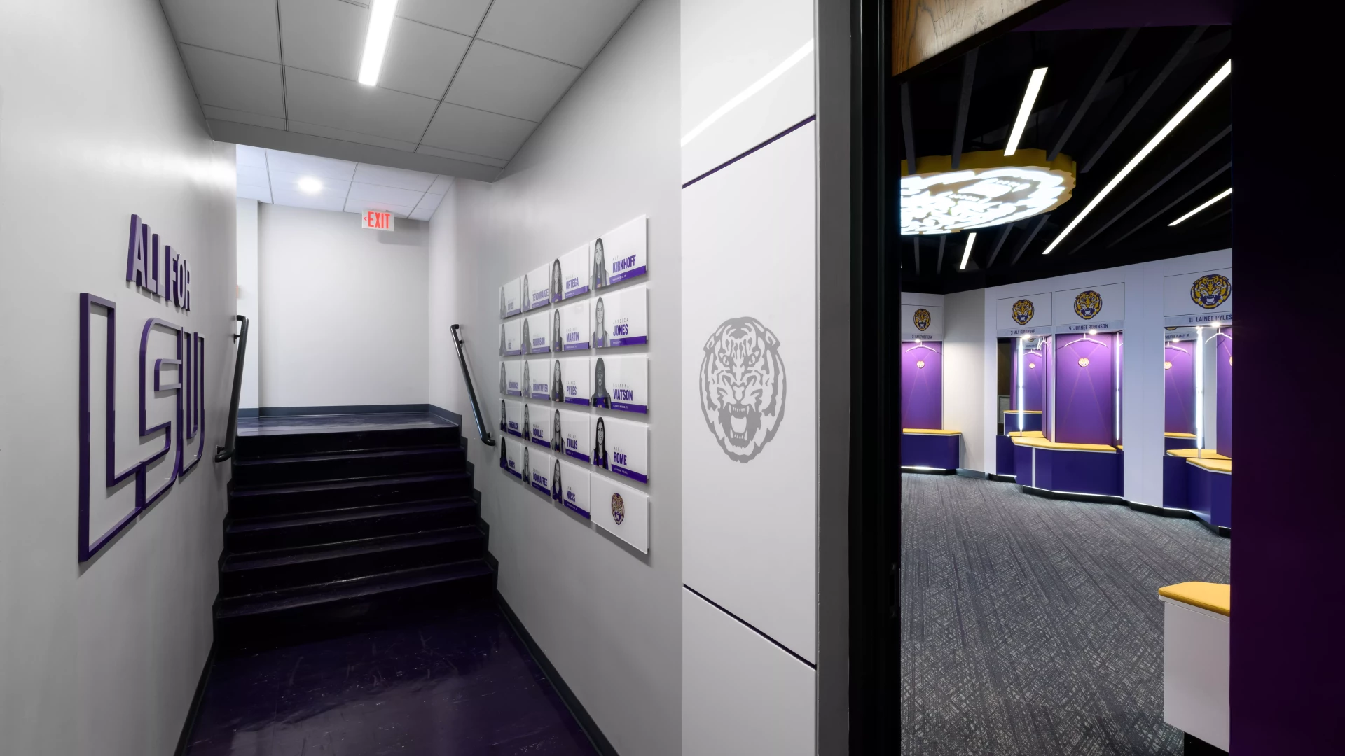 view of locker and staircase showing the team