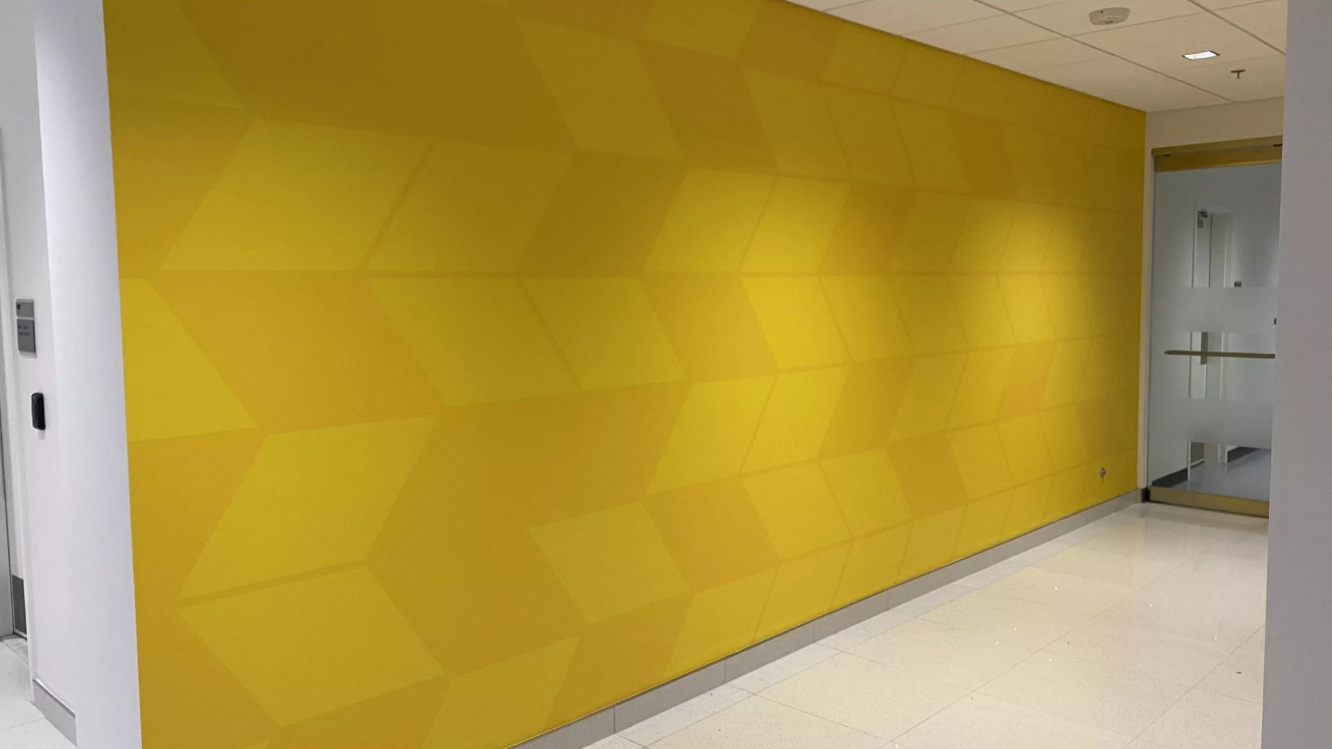 Athletic center corridor branding.