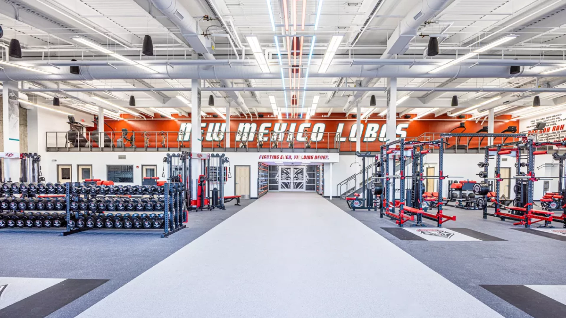 Weight room branding.