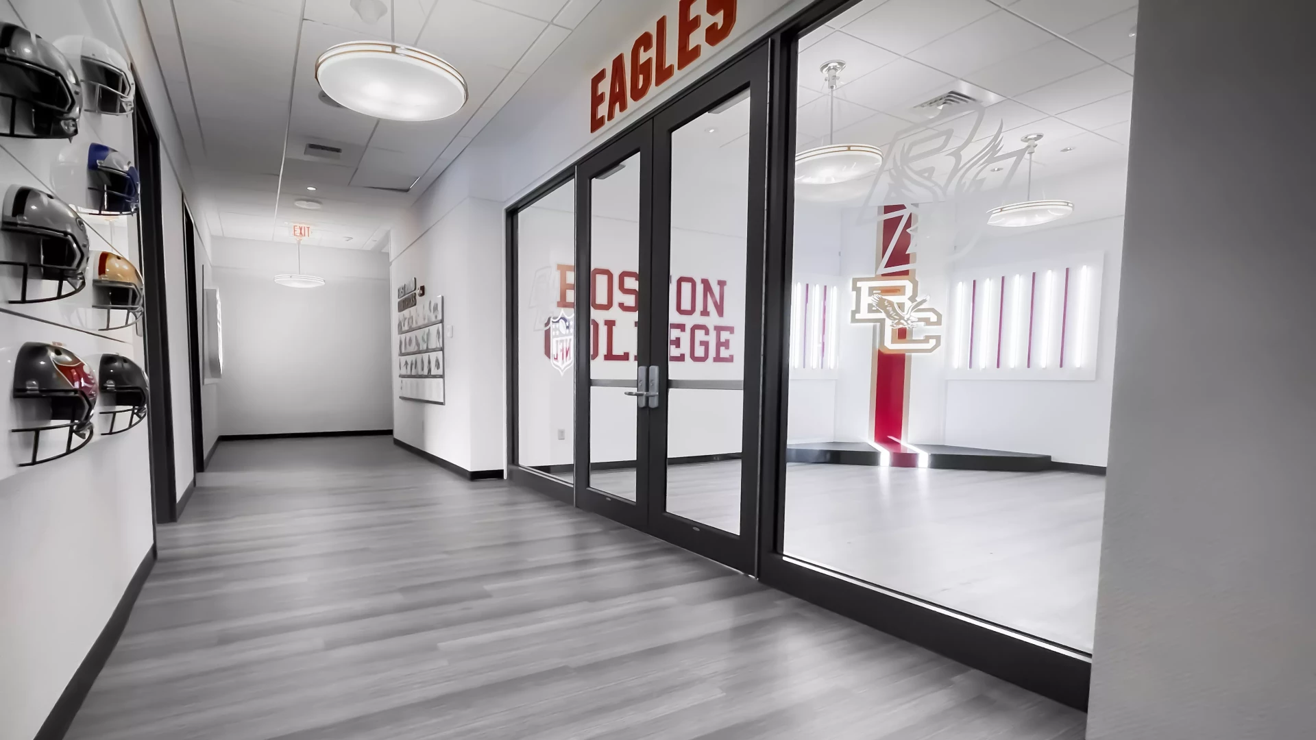 NFL hallway with photo op room.
